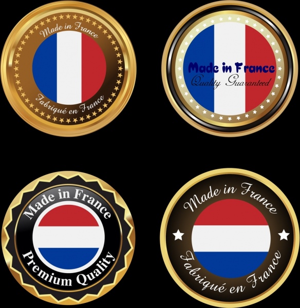 drapeau de France médailles collection design cercles or brillants