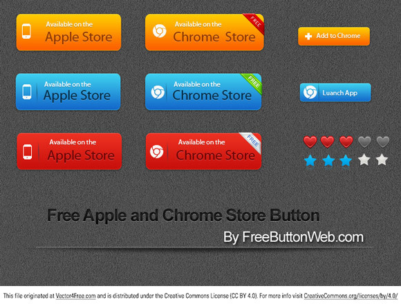 無料の Apple と Chrome ストアのベクトル ボタン
