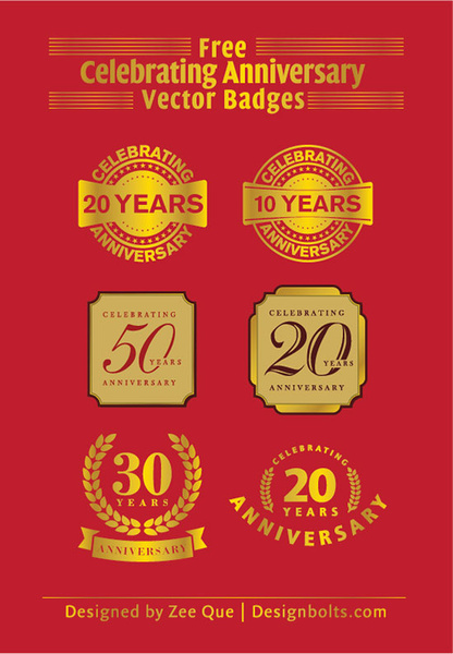 免费庆祝20周年纪念矢量徽章