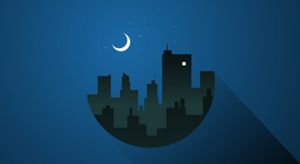 Freie Stadt bei Nacht mit Mondlichtvektor