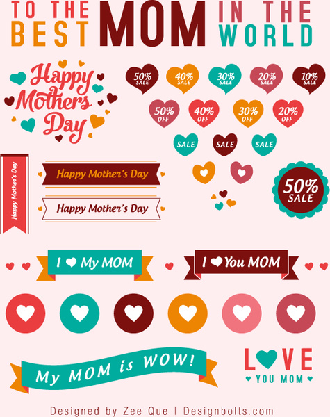 kostenlos nette Mütter Tagesverkauf Vektoren Symbole Banner