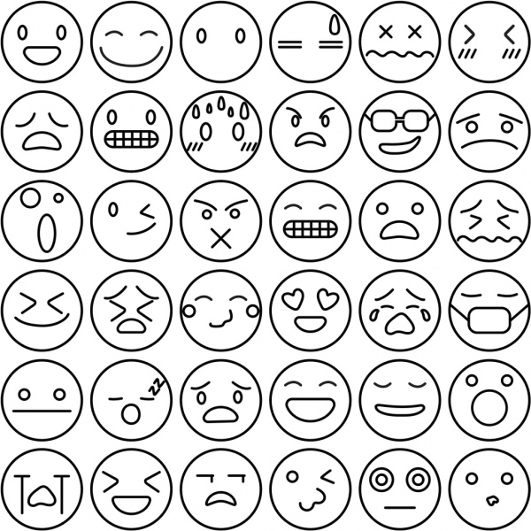 Free emoji icons set con fondo blanco