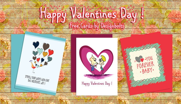 desain kartu hari valentine bahagia gratis