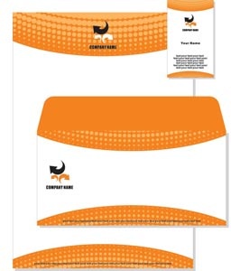 Free Orange And Black Letterhead And Visiting Card Vector Template