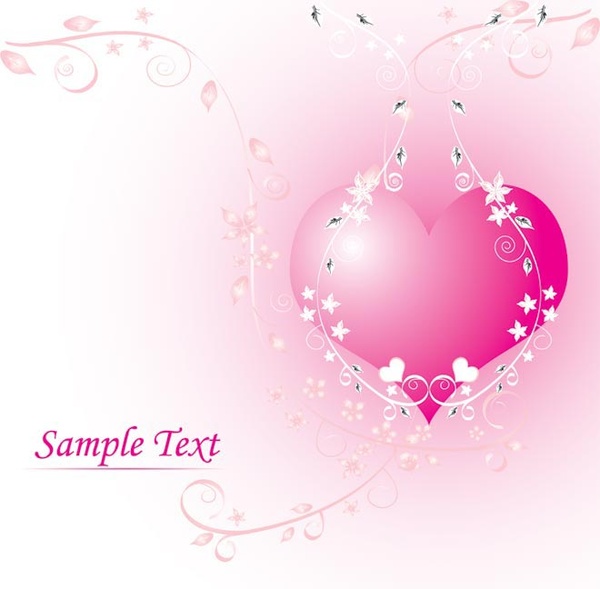 gratis hari kasih sayang vektor jantung dengan liontin bunga kartu template