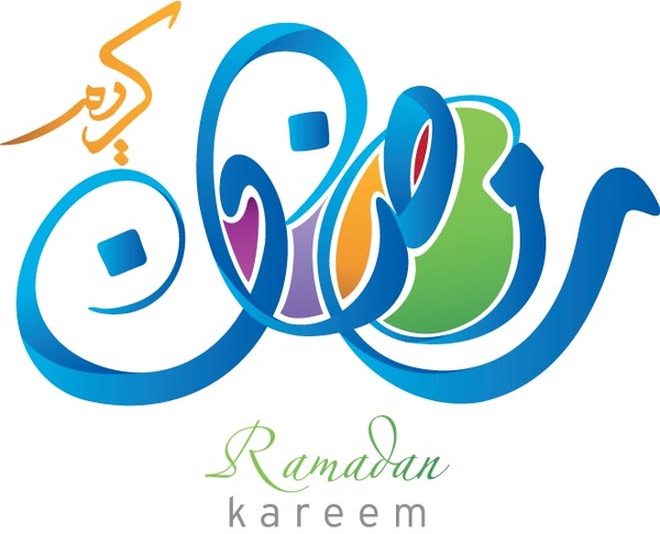 gratis vettoriale astratto blu ramadan kareem calligrafia araba