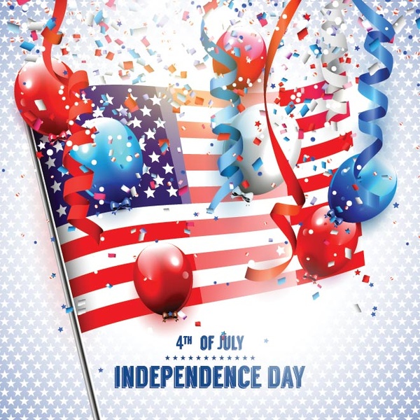 vetor livre celebração abstrata bandeira e balões no dia da independência EUA