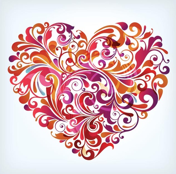 forma abstrata arte floral colorido de vetor livre fez o coração