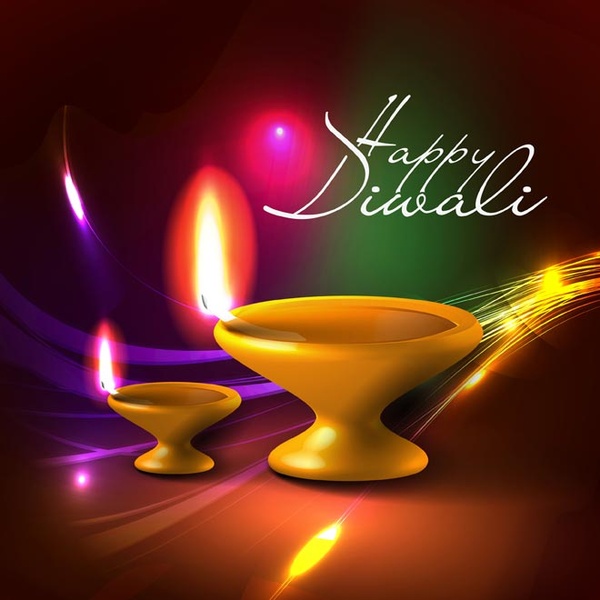 kostenlose Vektor abstrakten bunten Linien Hintergrund auf happy Diwali Vorlage