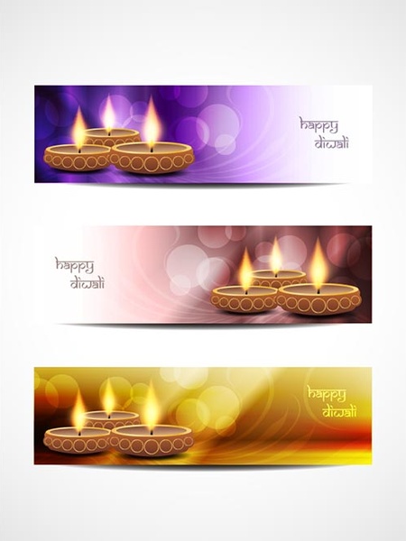 kostenlose Vektor abstrakte leuchtende Linien happy Diwali Banner Vorlage
