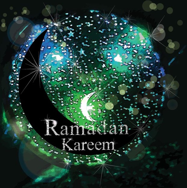 Бесплатные Векторные Аннотация светящейся полнолуния Рамадан Карим