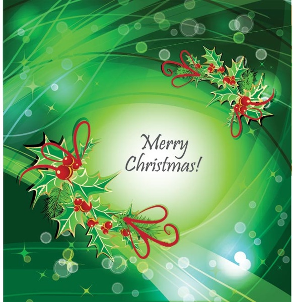 Free Vector Abstract Green Merry Christmas Lighting Background