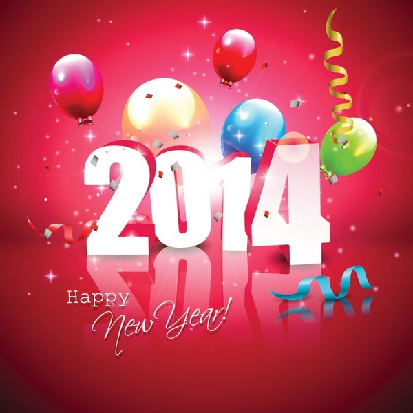 Free Vector Abstract Happy New Year14 Red Celebration Background
