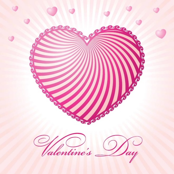 kartu ucapan gratis vektor abstrak hati valentine hari merah muda