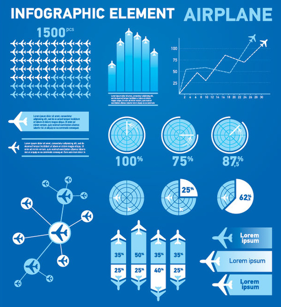 kostenlose Vektor Flugzeug reisen Infografik auf blauem Hintergrund