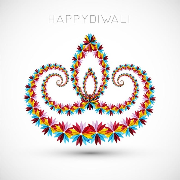 modello di logo di vettore libero artistico diwali felice fiore