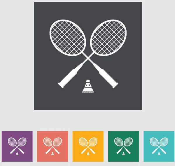 kostenlose Vektor-Badminton-Metro-Stil-Icon-set