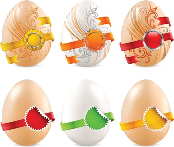 Kostenlose Vektor schöne Kunstwerk auf Ei mit Band und label