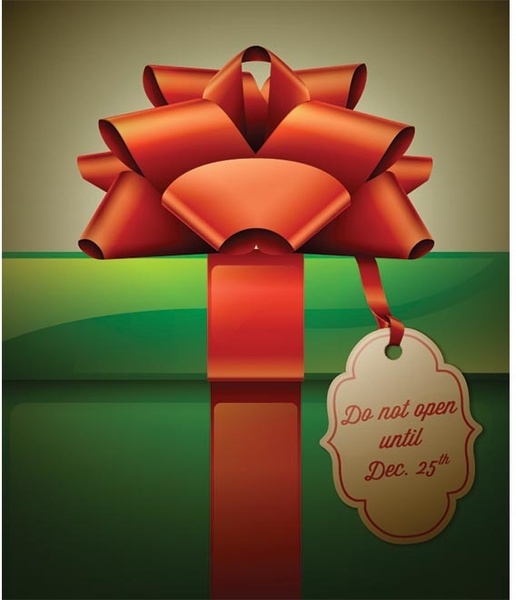 Free Vector Beautiful Bow On Christmas Gift Box