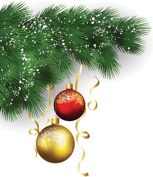 Бесплатные Векторные красивые рождественские украшения шар висит с лентой