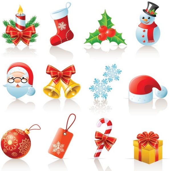 Free Vector Beautiful Christmas Icons