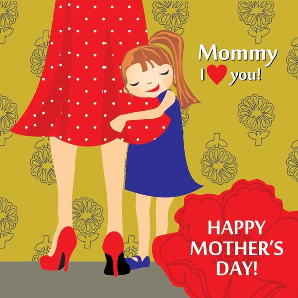 vetor livre linda filha com cartão do dia de mãe feliz mother8217s