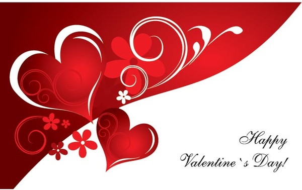 schöne kostenlose Vektor Floristik mit Herz valentine8217s Liebe Tageskarte