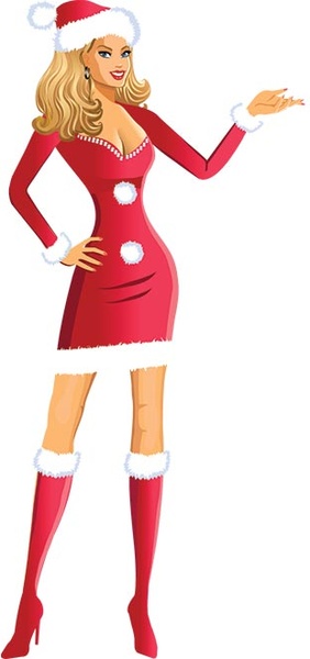 vektor gratis gadis cantik dalam kostum santa