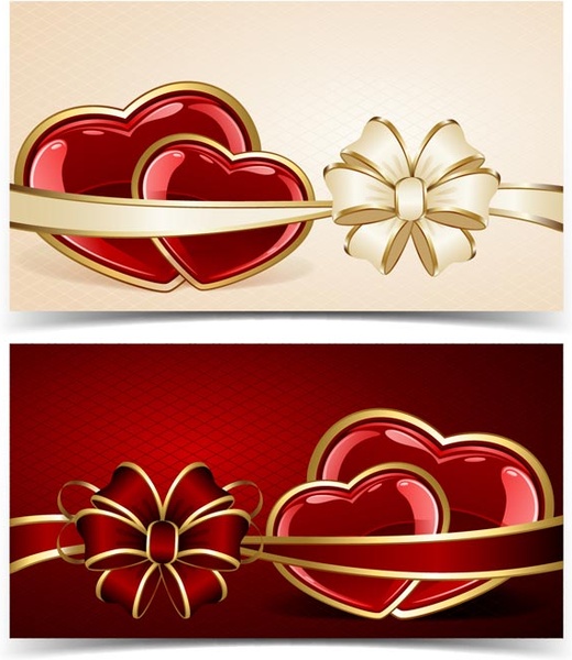 Free Vector Beautiful Glossy Heart With Ribbon Bow