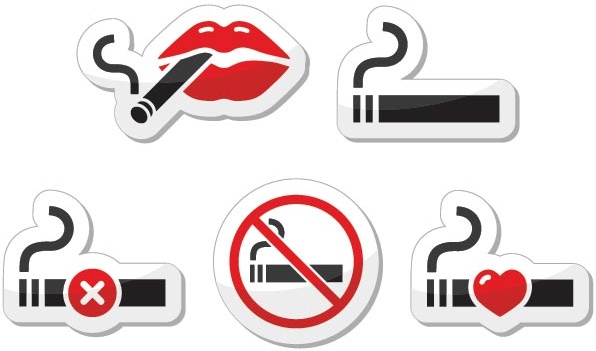 vetor livre lindo brilhante ícones sem fumar definido