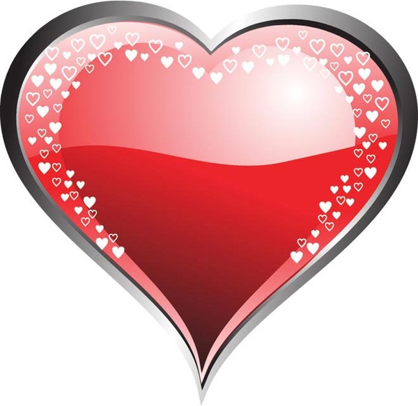 Free vector love heart, día de San Valentín brillante hermoso