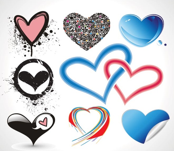 Free Vector Beautiful Heart Shape Collection