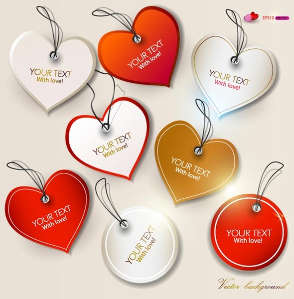 Ücretsiz vektör güzel kalp şekli renkli kalp etiketi