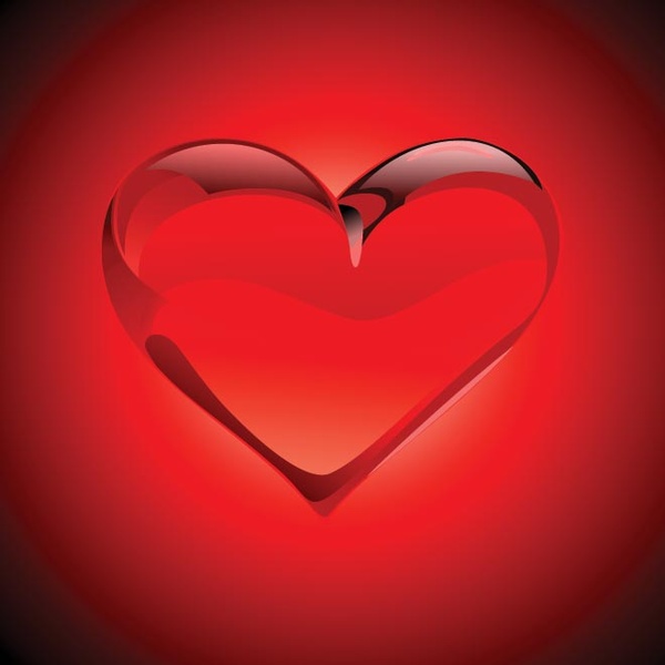 Bebas vektor indah jantung bentuk bayangan pada latar belakang merah