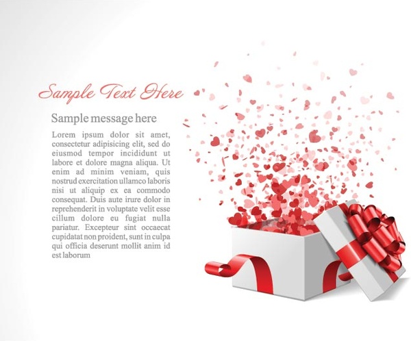 Free Vector Beautiful Open Love Gift Box Poster Template