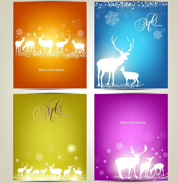 Бесплатный векторный набор красивых оленей, элегантный Рождество баннеры
