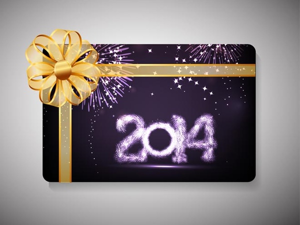 vektor gratis indah pita busur pada kartu tahun baru