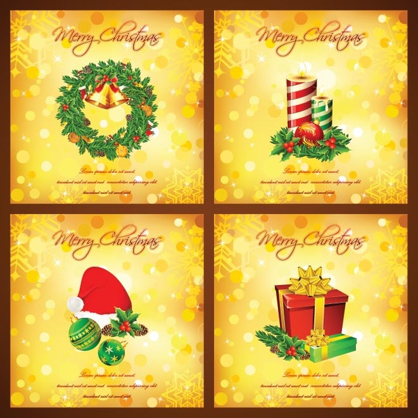 Бесплатные Векторные красивый набор рождественских приглашения карты
