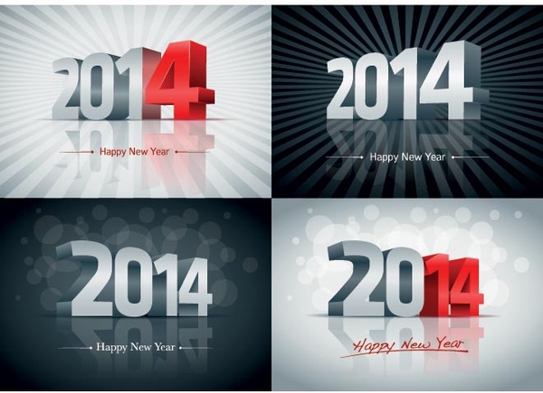 Free Vector Beautiful Set Of Happy New Year14 Wallpaper Template