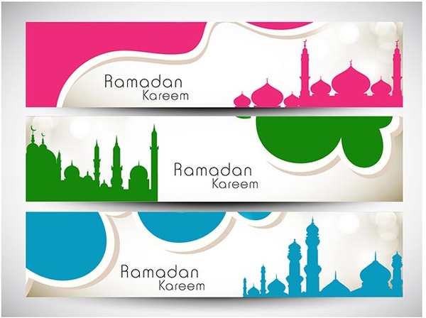 Бесплатные Векторные красивый набор Рамадан Карим шаблон сайта баннер