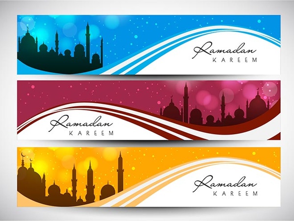 Бесплатные Векторные красивый набор сайте Рамадан Карим баннер