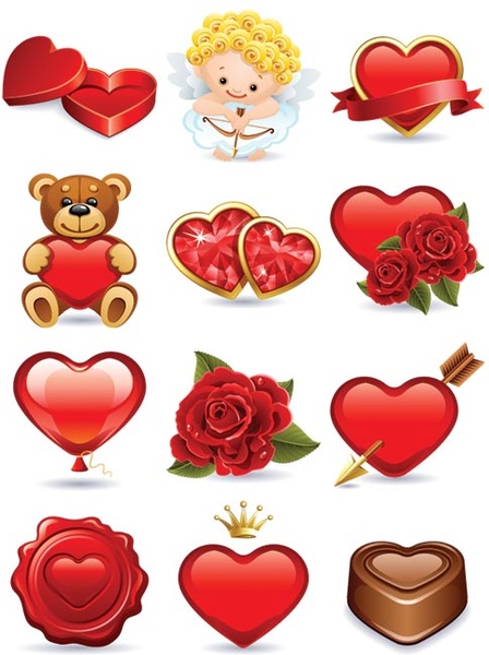 kostenlose Vektor-schönen valentine8217s Tag-Symbole