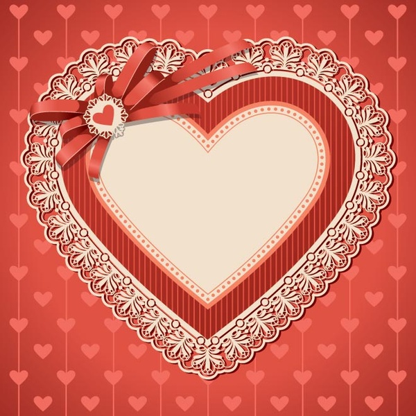 Free Vector Beautiful Vintage Heart Shape Border Valentine8217s Love Card