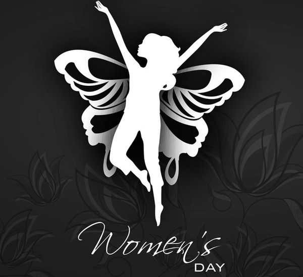 無料のベクター蝶と美しい女性の翼壁紙