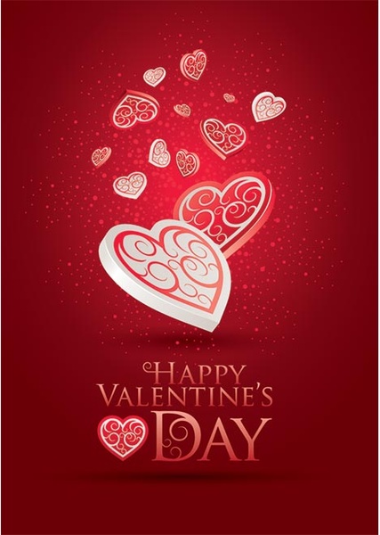 Free Vector Beautiful 3d Heart Shape With Floral Art Poster