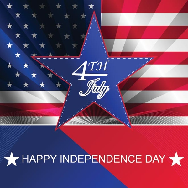 Free Vector Big Blue Star With Abstract Flag Independence Day Template