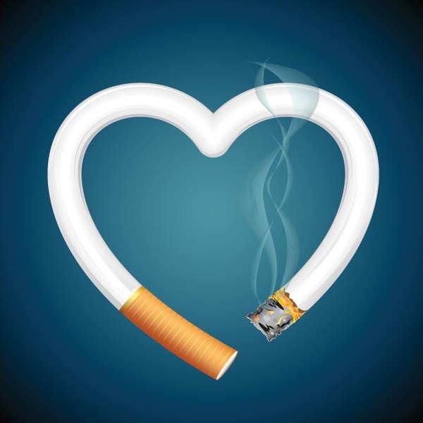 vetor livre queima de cigarro em forma de coração