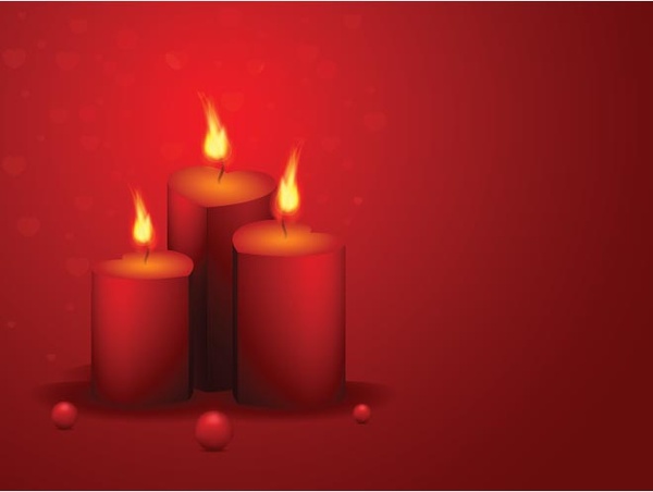 Free Vector Candle Glowing On Red Love Background