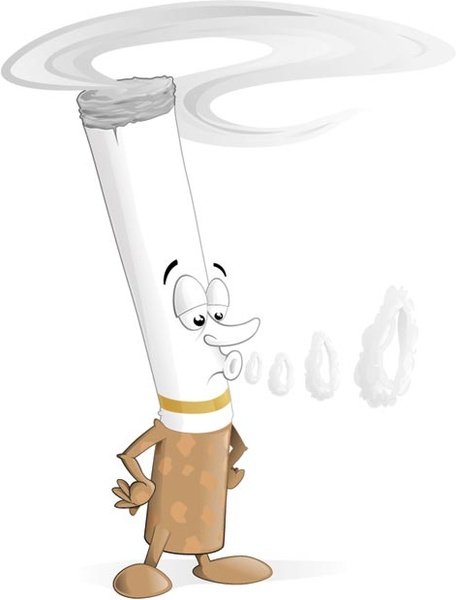 Kostenlose Vektor Zigarette Clipart Zeichentrickfigur bläst Rauch
