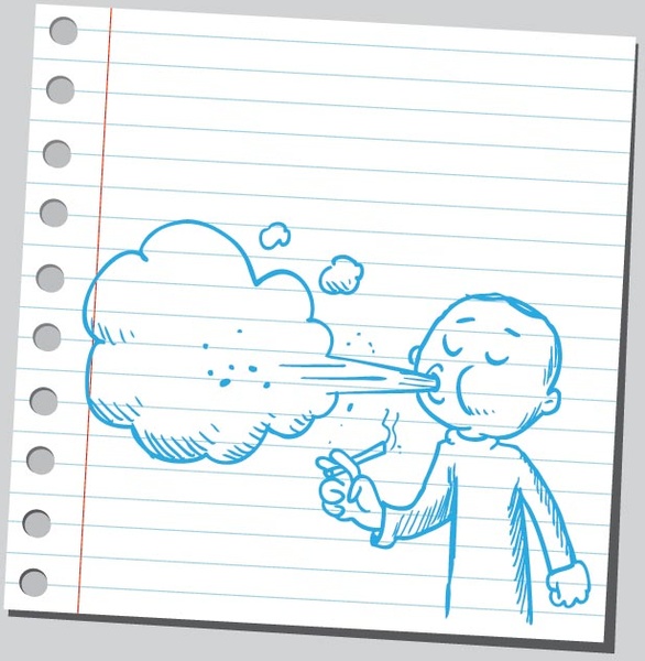 Darmowe wektor kreskówka mężczyzna palenia Szkicowanie na papierze